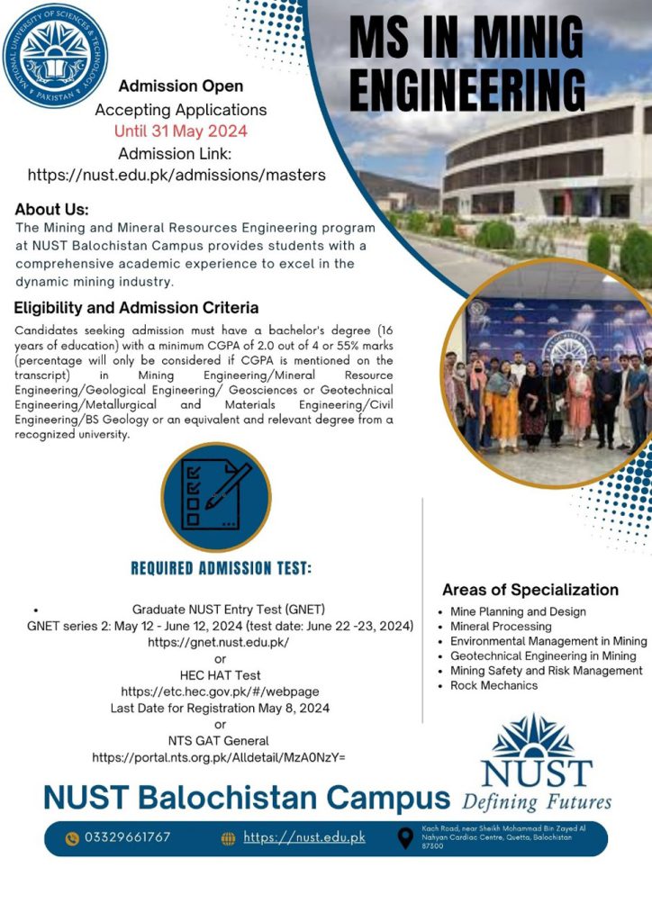 MS Mining & Mineral Resources Engineering Admissions Fall 2024